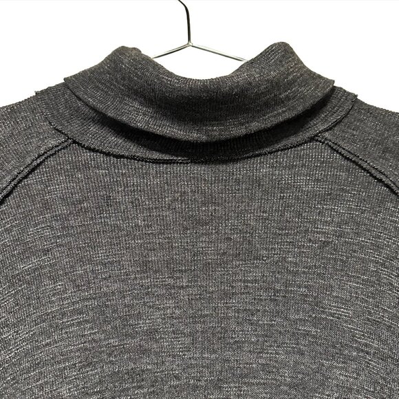 WE THE FREE Long sleeve, slit back, turtleneck sweater top - size XS - dark grey - Picture 3 of 9